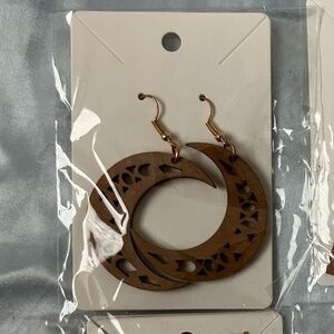 wood moon earrings